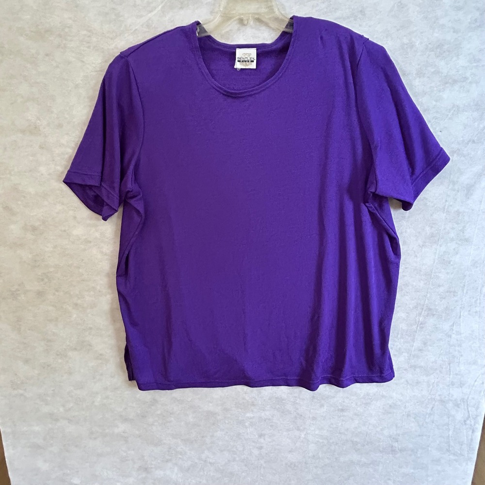 Bentley Plus Size 3X Purple T-Shirt Short Sleeve Casual Everyday Top